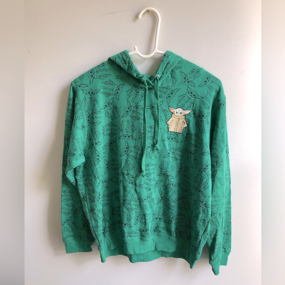 Baby Yoda Green Star Wars Hoodie Sweatshirt With Pocket NEW! Cotton Polyester
